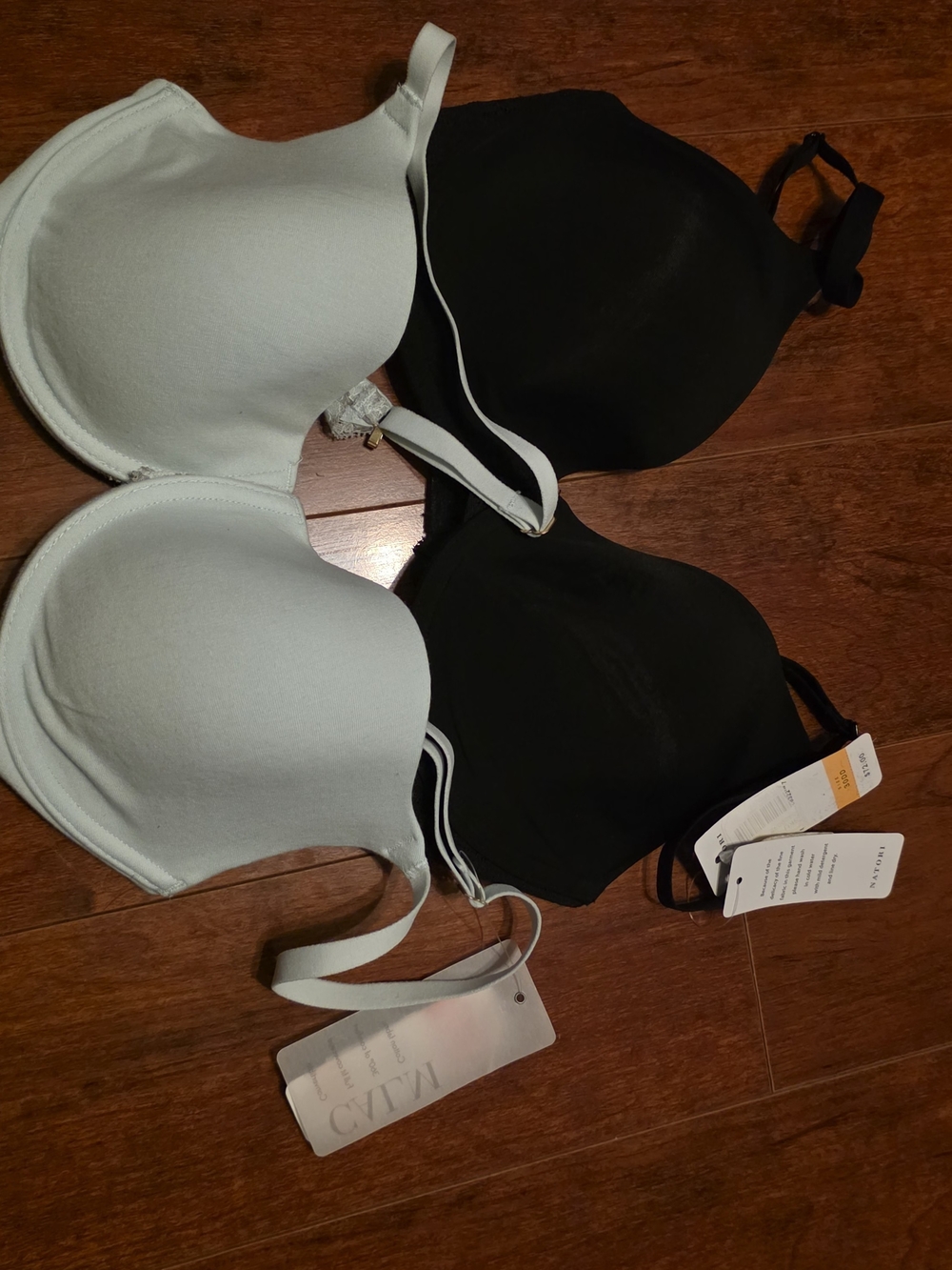 Natori Light Blue and Black Smooth T-Shirt Bra Duo
